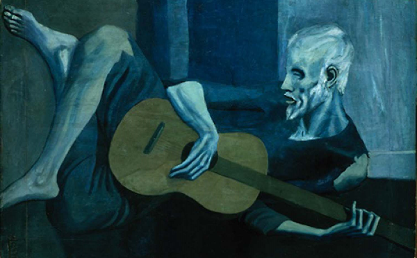 تصویر ترسناک اوایل دهه 1900 پابلو پیکاسو از مردی مسن که گیتار را در آغوش گرفته است، یکی از مورد احترام ترین آثار دوره آبی او است. با این حال، در سال 1998، محققان از یک دوربین مادون قرمز استفاده کردند و متوجه شدند که نقاشی دیگری در زیر آن وجود دارد که یک زن را نشان می‌دهد. حالا که رنگ در حال محو شدن است، دیدن چهره زن بالای گردن پیرمرد آسانتر شده است